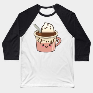 Smile Face Kawaii Cup of Coffee Baseball T-Shirt